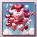 Herzballons und Tauben Valentinstag Bild