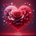 Herzförmiges Blütenarrangement zum Valentinstag