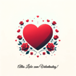 Minimalistisches Herz- und Rosenbild zum Valentinstag