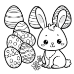 Einfaches Oster-Ei und Hase Ausmalbild für Kinder