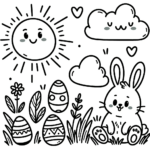 Einfaches Oster-Ei und Hase Ausmalbild für Kinder 2