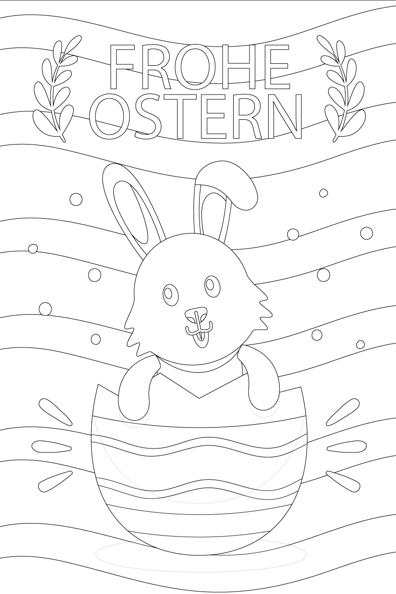 Frohe Ostern Ausmalbilder Kaninchen und Eier