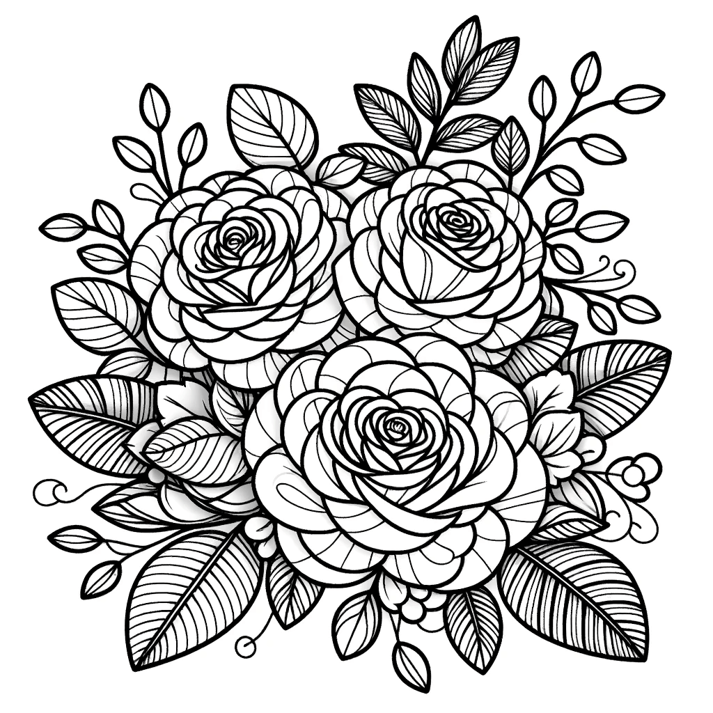 Ausmalbilder Blumen - Elegante Rosen