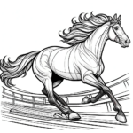 Ausmalbilder Pferde – Das Rennpferd in Aktion
