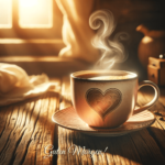 Guten Morgen Umarmung: Kaffee mit Herz