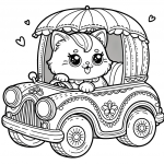 Ausmalbilder Katze im Auto