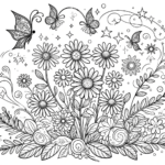 Ausmalbilder Blumen   – Magische Gänseblümchen