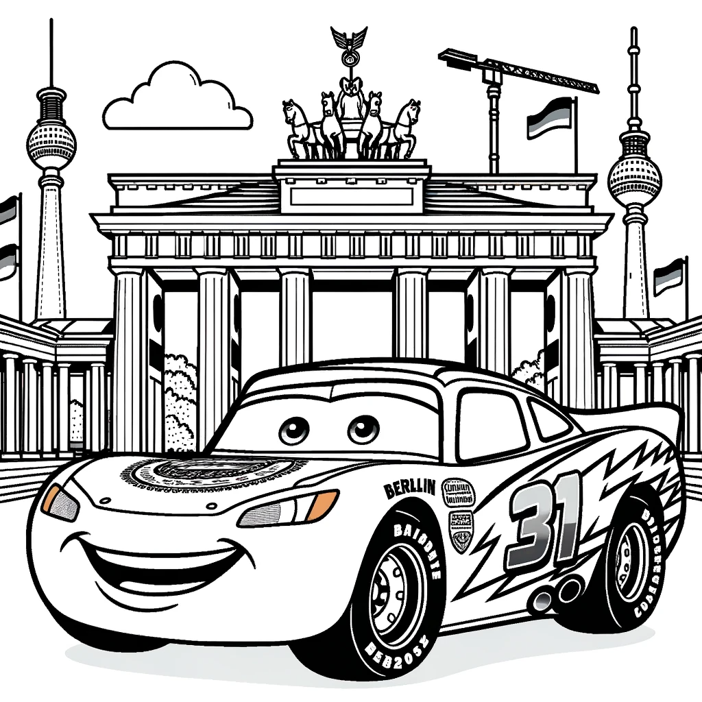 Cars Ausmalbild -Lightning McQueen in Berlin