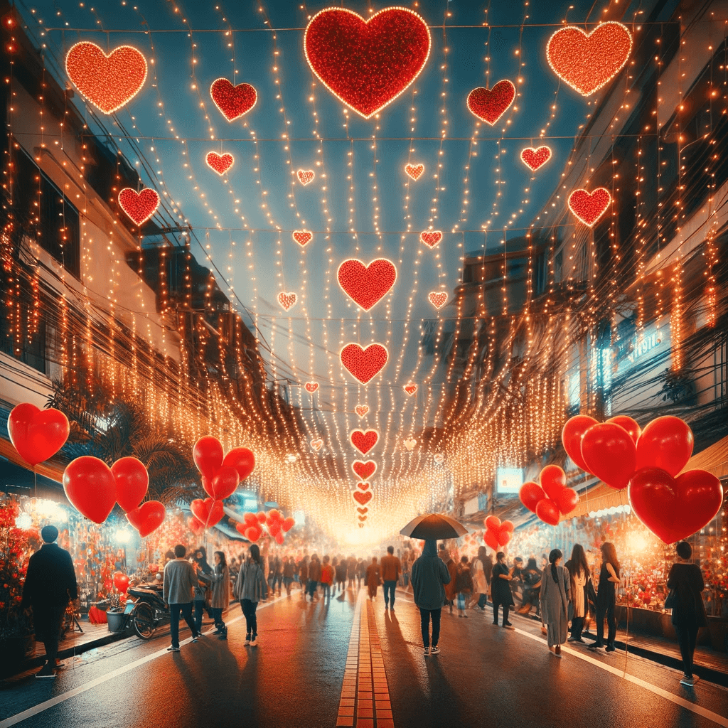 Valentinstag in der Stadt: Straße der Herzen