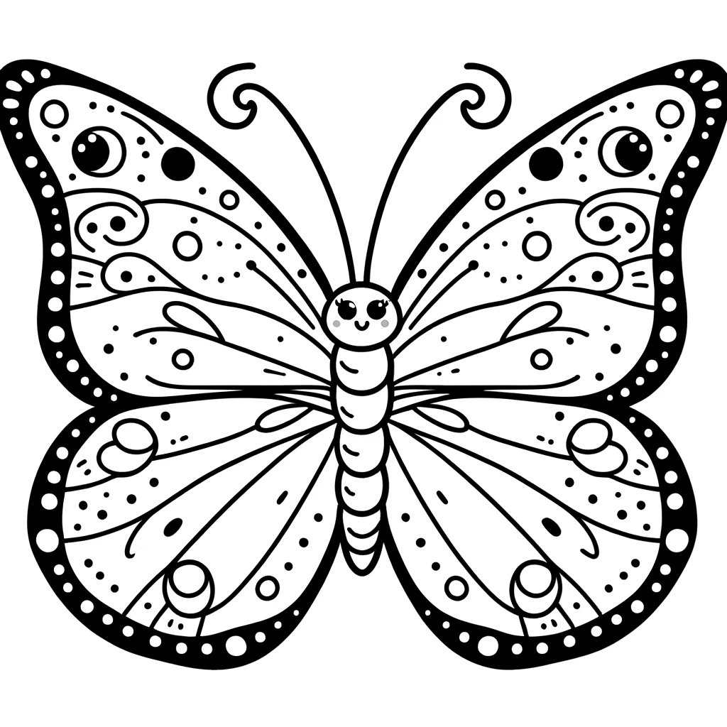 Ausmalbilder für Kinder - Schmetterlingsschönheit