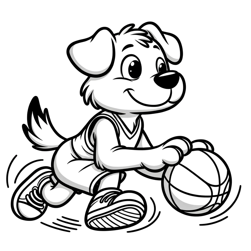 Basketballspielender Hund Ausmalbild
