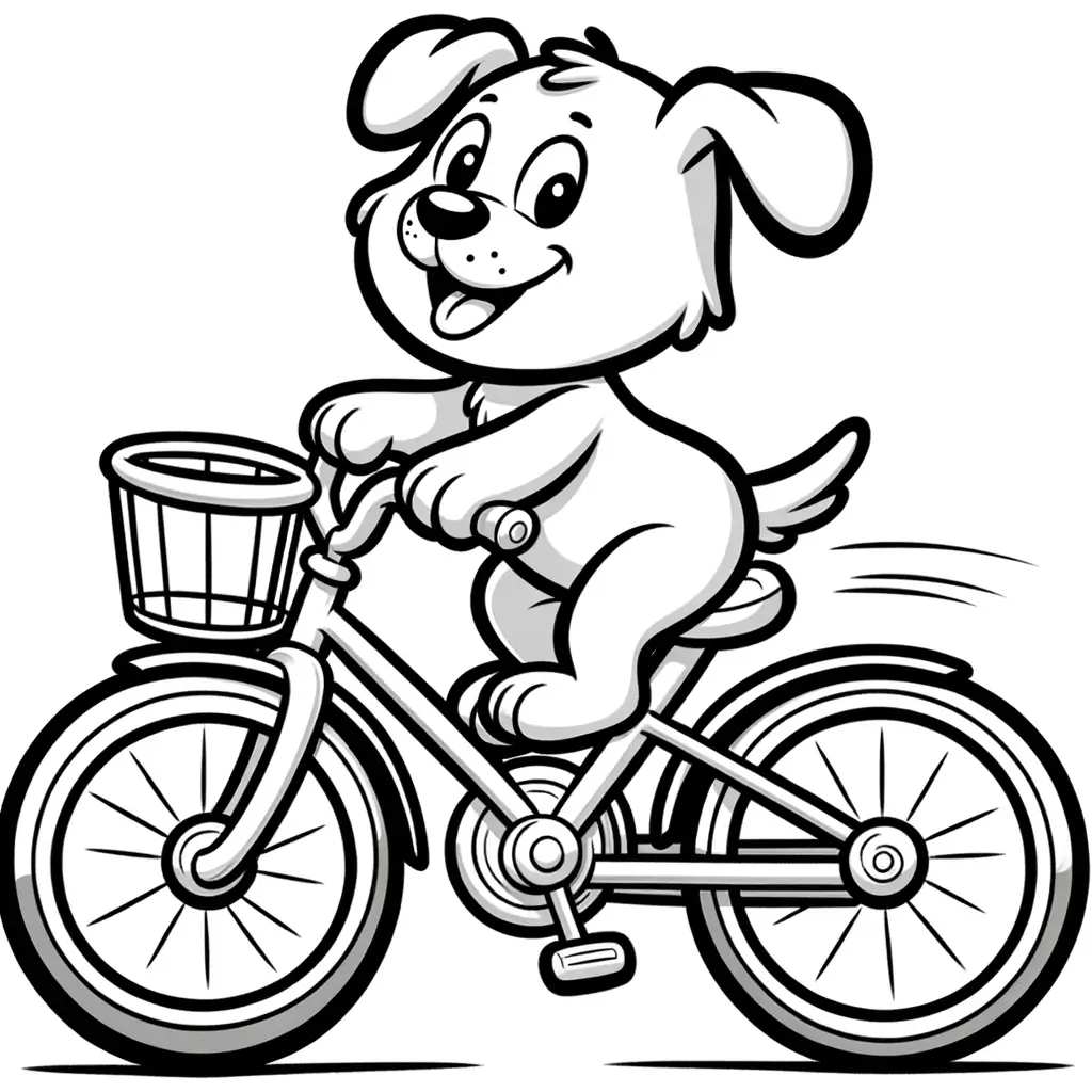 Fahrradfahrender Hund Ausmalbild