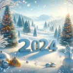 Frohes Neues Jahr 2024 Schnee