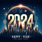 Frohes Neues Jahr 2024 Stadt