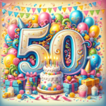Glückwünsche zum 50. Geburtstag –  Farbenfrohe Feier zum 50. Geburtstag