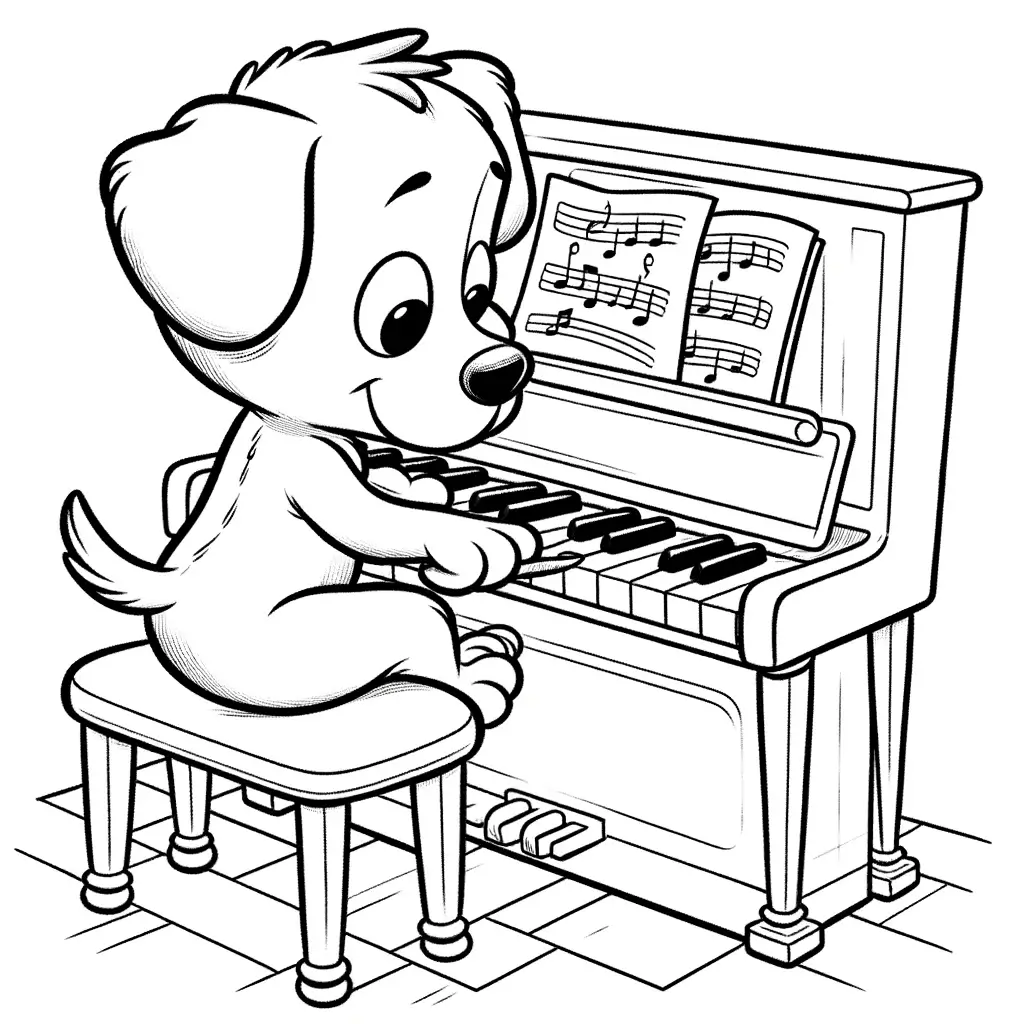 Hund Spielt Klavier Ausmalbild