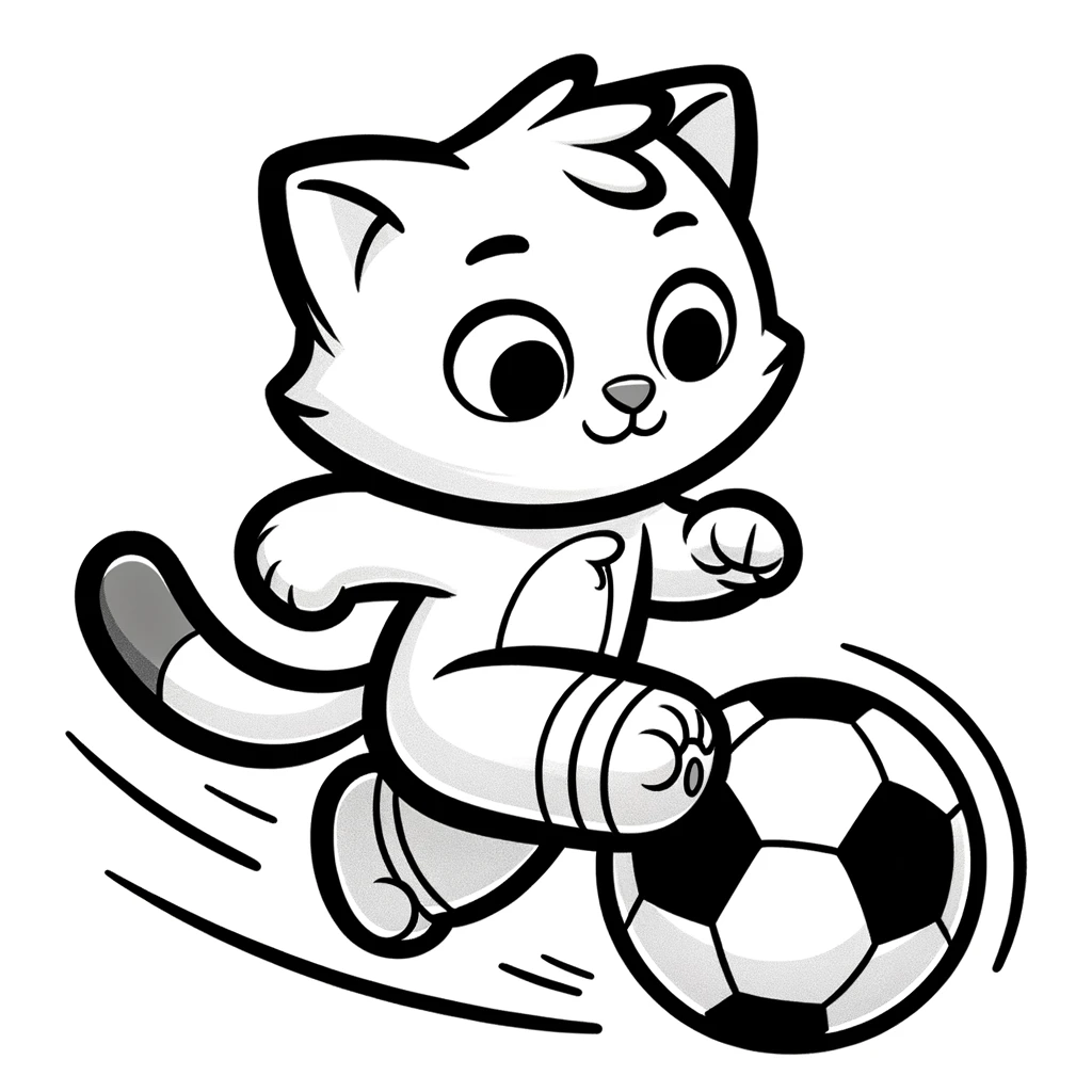 Katze Spielt Fußball Ausmalbild