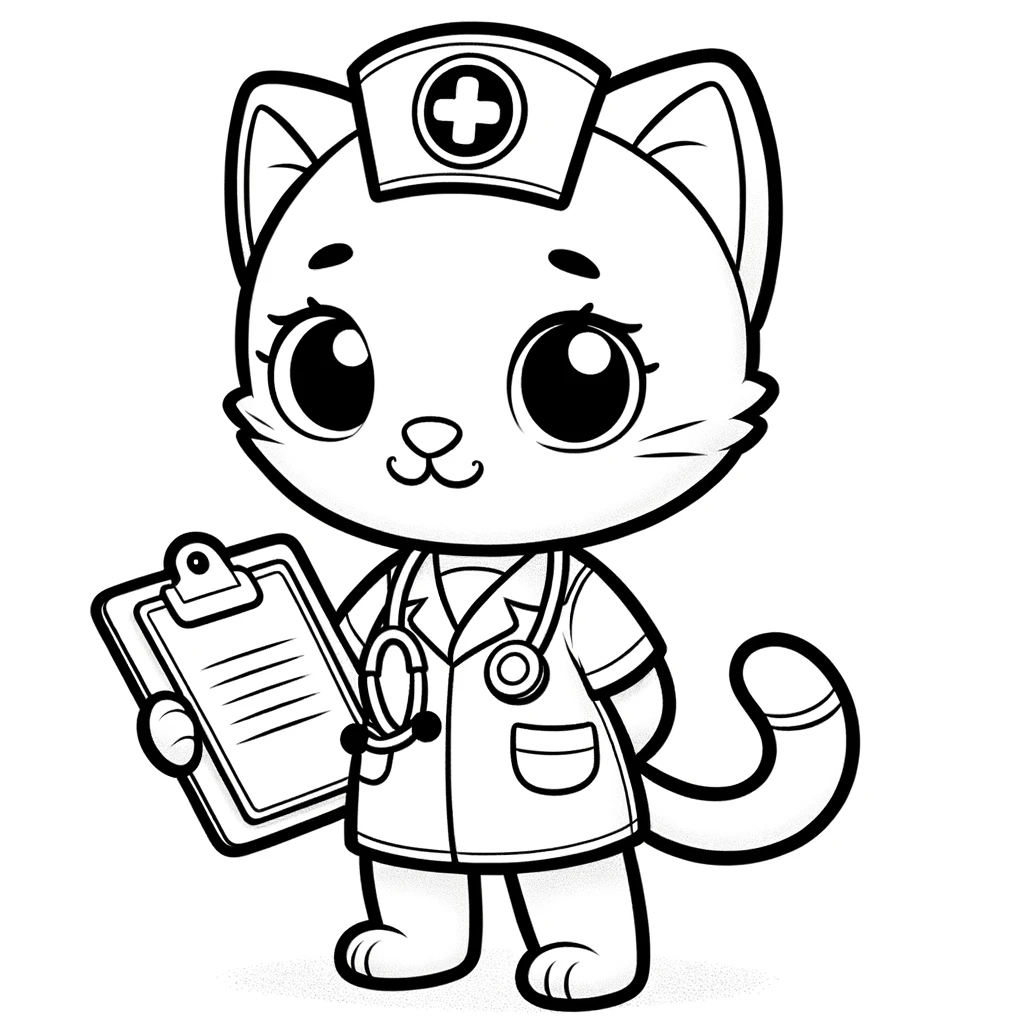 Krankenschwester Katze Ausmalbild