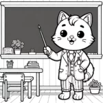 Lehrer-Katze Ausmalbild