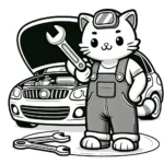 Mechaniker-Katze Ausmalbild