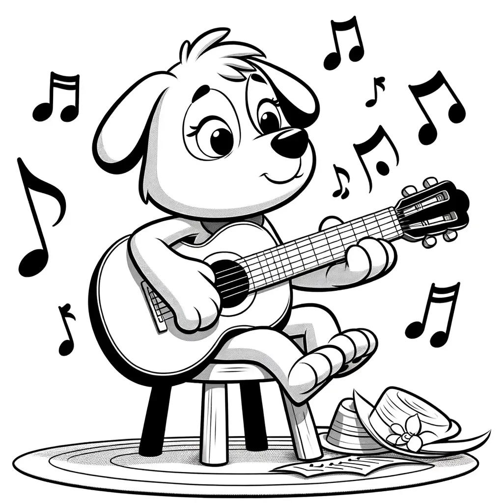 Mutterhund Spielt Gitarre Ausmalbild