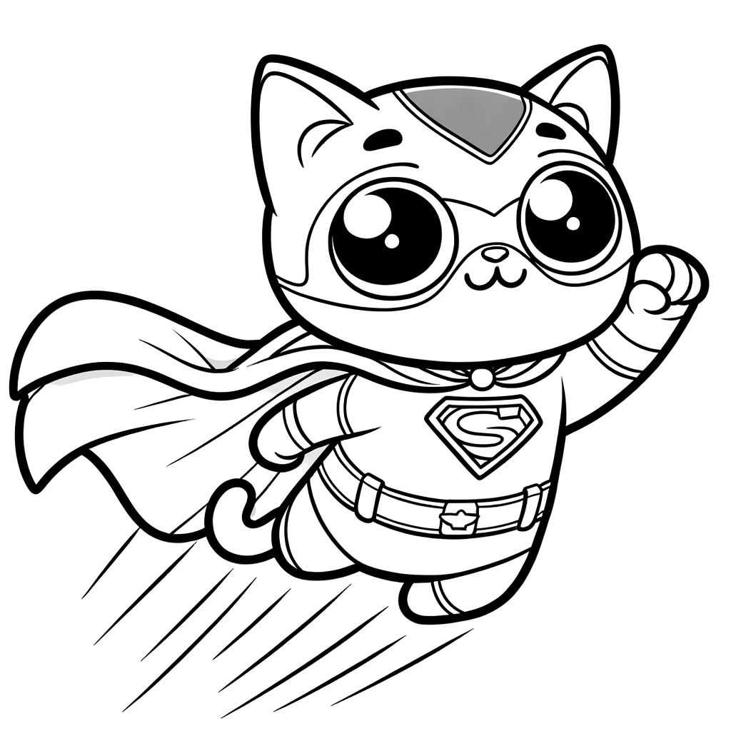 Superhelden-Katze Ausmalbild