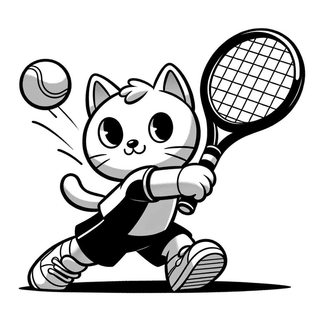 Tennisspieler Katze Ausmalbild