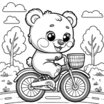 Bär beim Radfahren – Ausmalbild