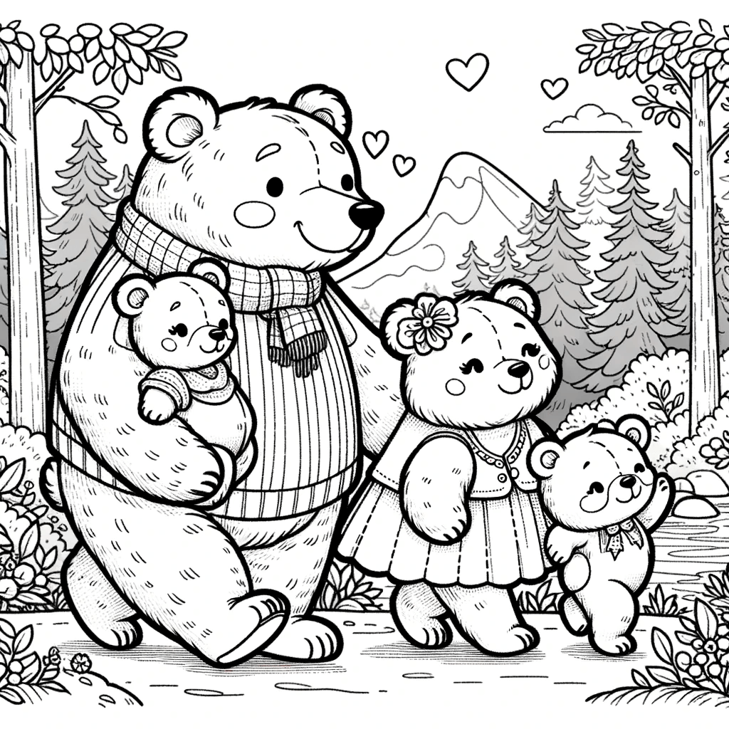 Bärenfamilie - Ausmalbild
