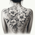 Bezauberndes Blumen- und Abstraktes Rücken-Tattoo-Design