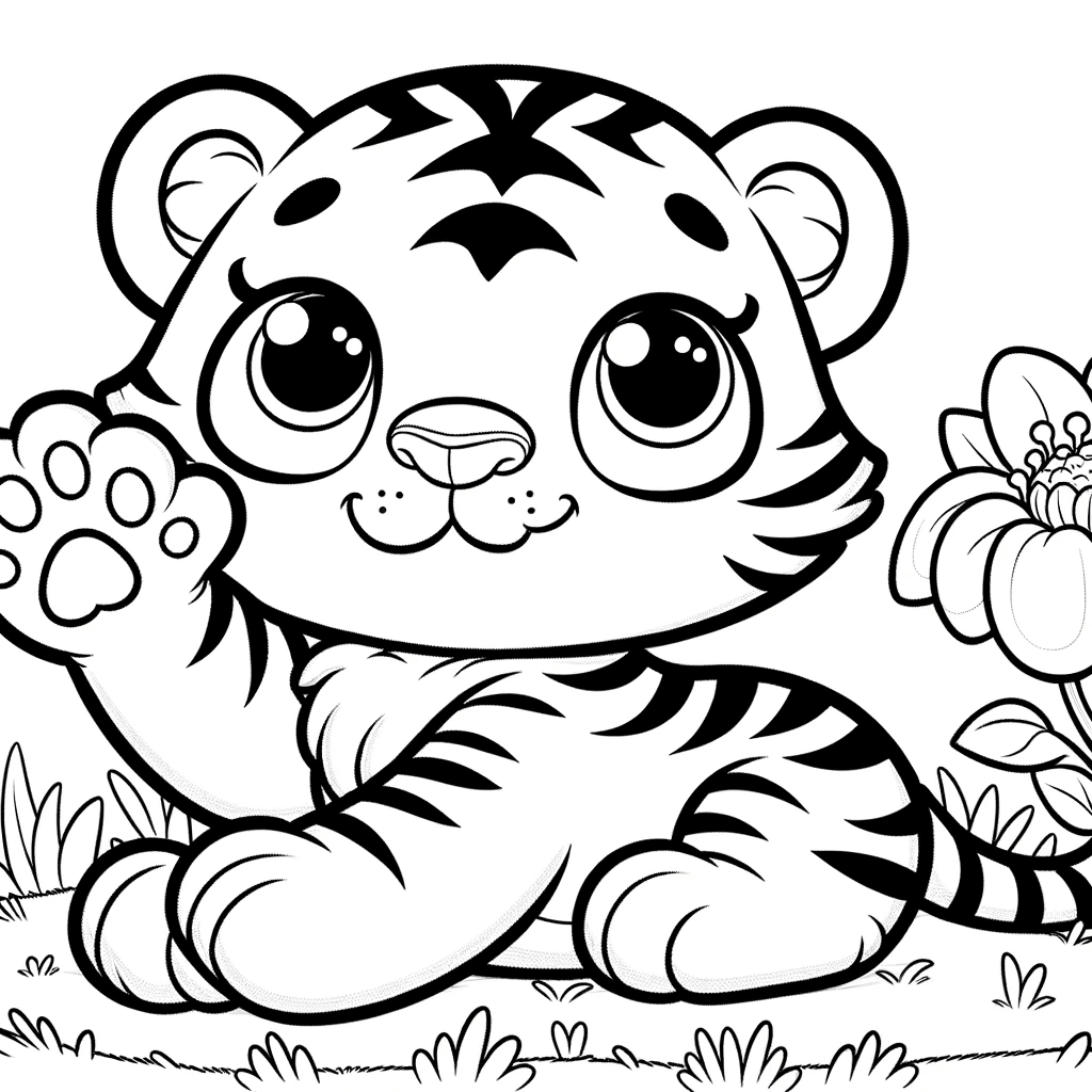 Bezauberndes Tiger Ausmalbild für Kinder