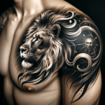 Brüllender Löwen-Themen Tattoo-Design