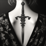 Detailliertes Schwert Rücken-Tattoo