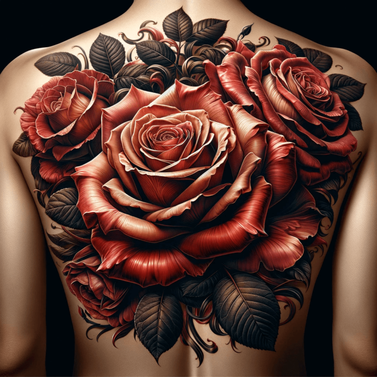 Ein ausgedehntes Rosen-Tattoo