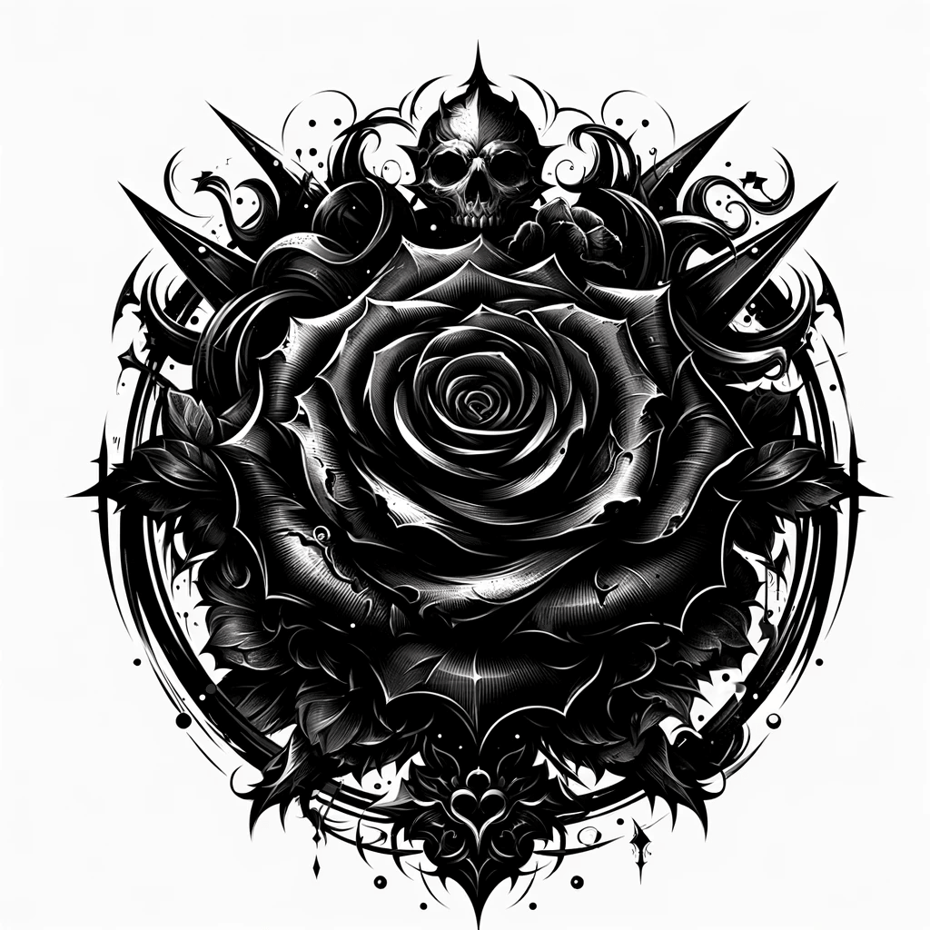 Ein gotisches Rosen-Tattoo
