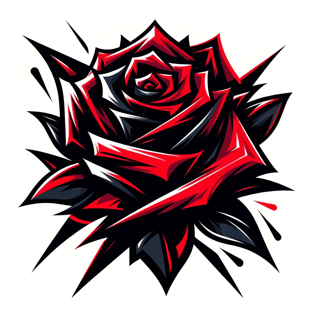 Ein grafisches Rosen-Tattoo
