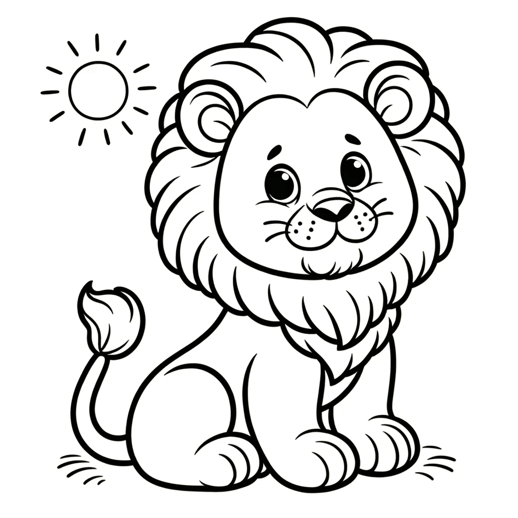 Einfache und Fröhliche Löwen-Malvorlage für Kleine Kinder