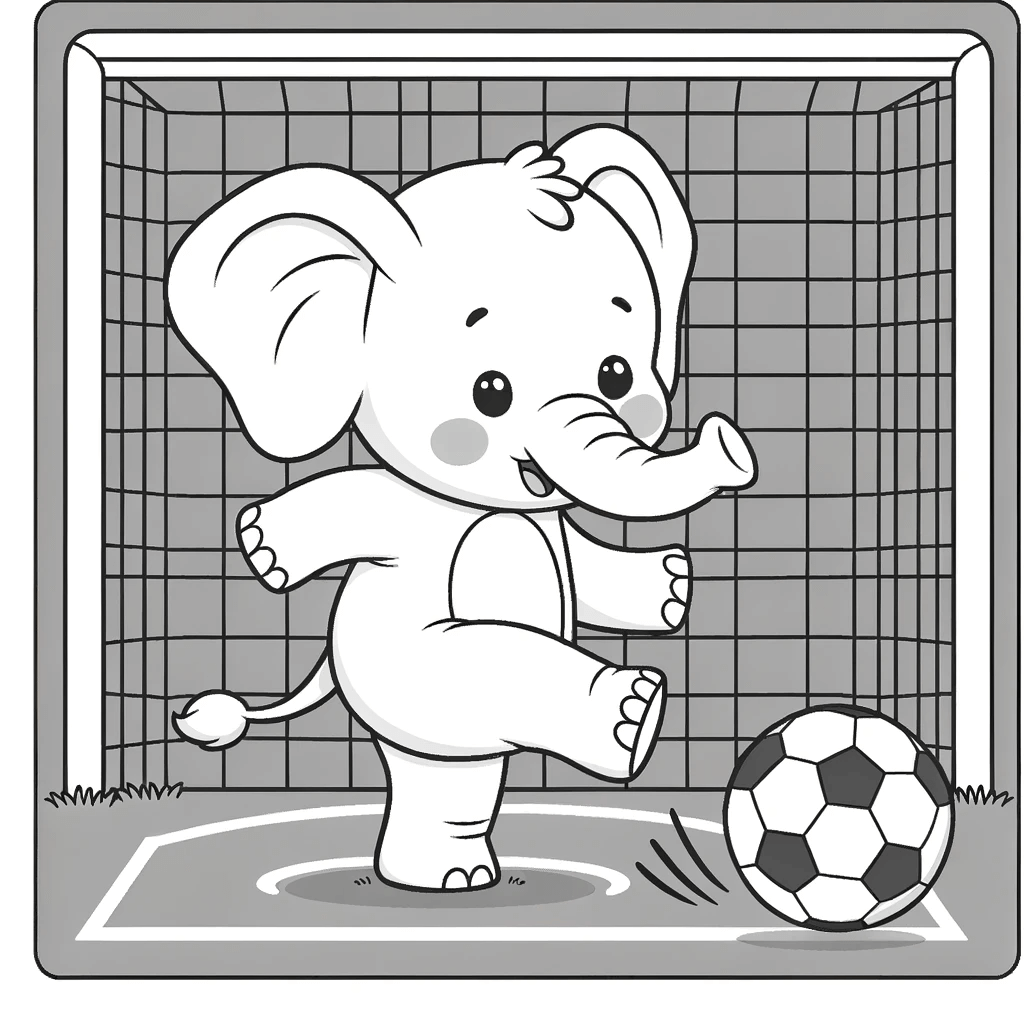 Elefanten Malvorlagen - Elefant Spielt Fußball