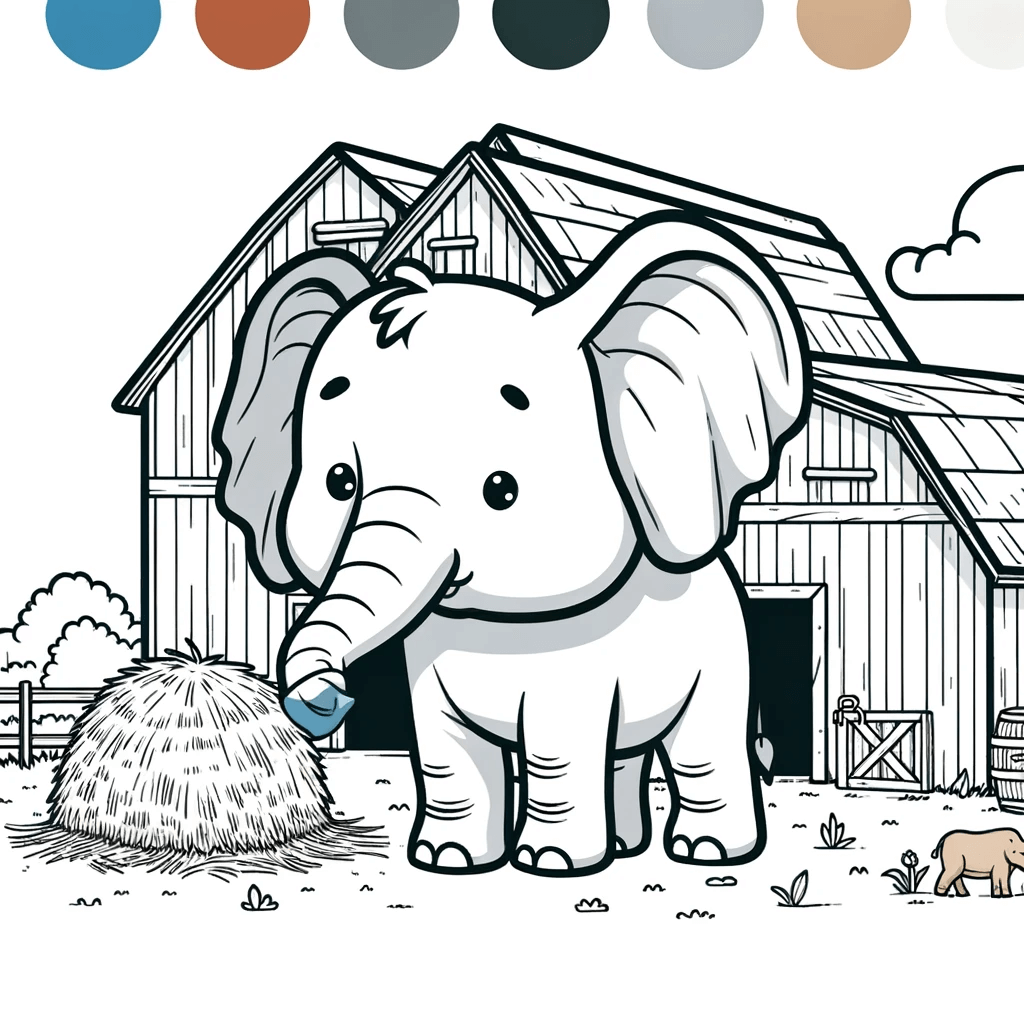 Elefanten Malvorlagen - Elefant auf dem Bauernhof 2