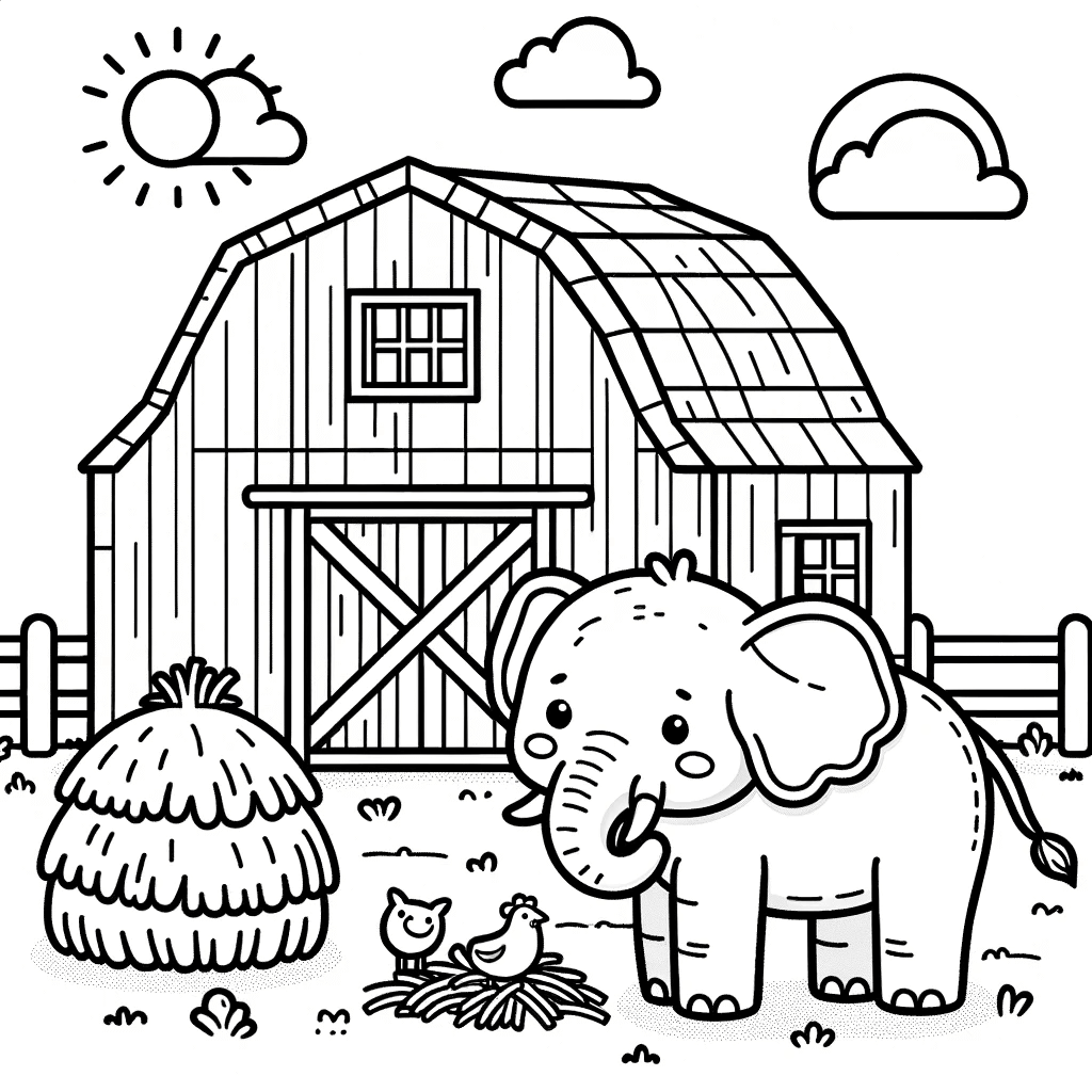 Elefanten Malvorlagen - Elefant auf dem Bauernhof