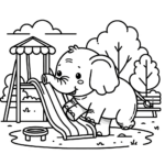Elefanten Malvorlagen – Elefant auf dem Spielplatz