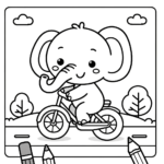 Elefanten Malvorlagen – Elefant auf einem Fahrrad 2