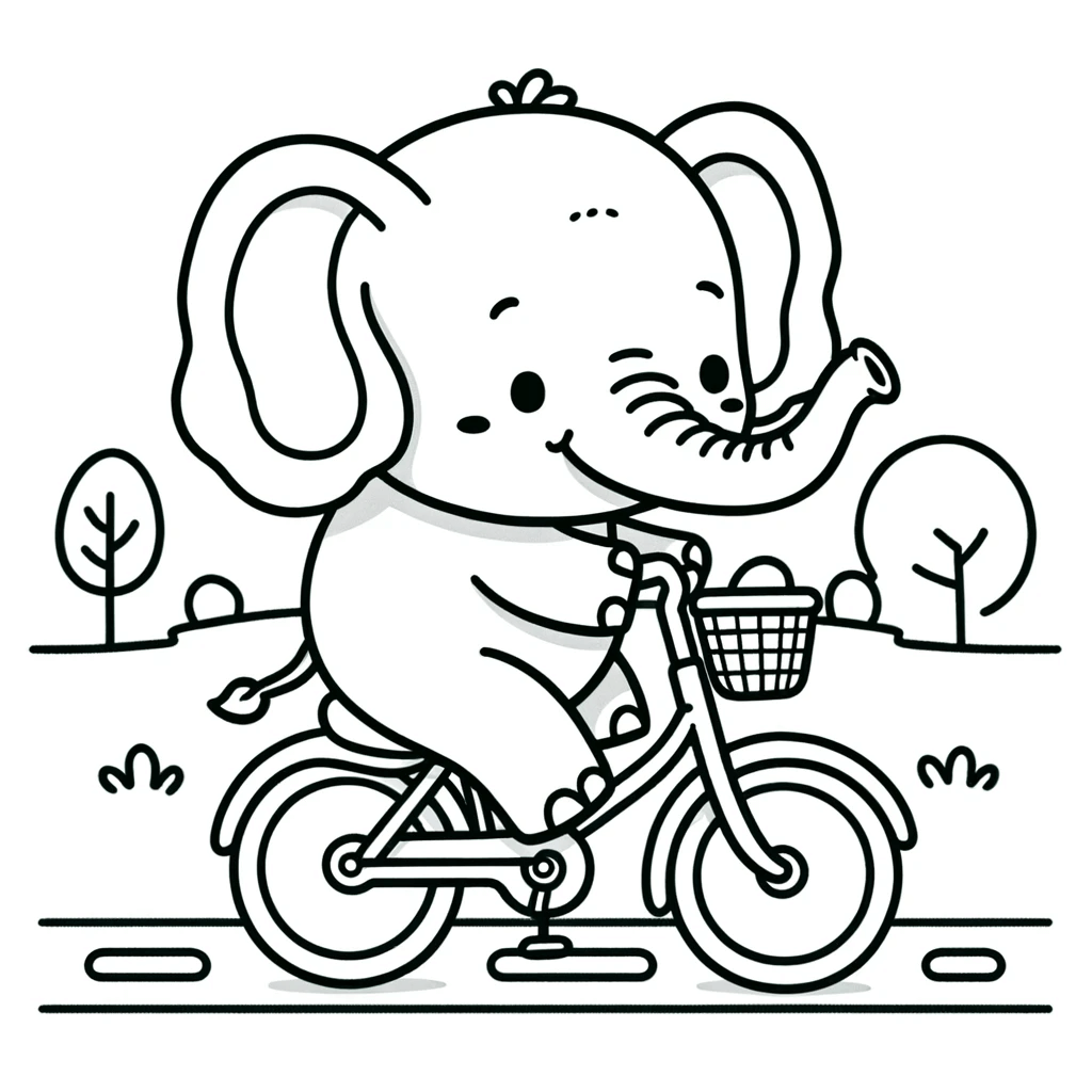 Elefanten Malvorlagen - Elefant auf einem Fahrrad