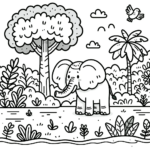 Elefanten Malvorlagen – Elefant im Dschungel