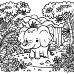 Elefanten Malvorlagen – Elefant im Regenwald