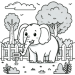 Elefanten Malvorlagen – Elefant im Zoo 2