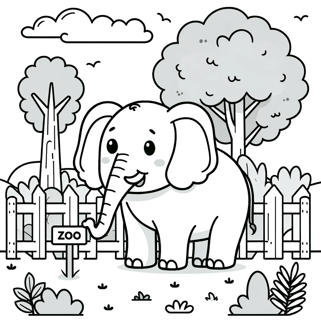 Elefanten Malvorlagen - Elefant im Zoo 2
