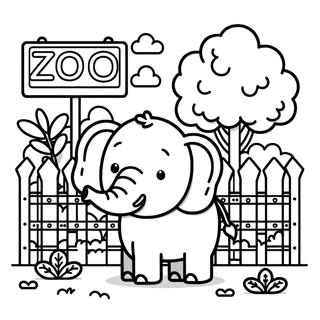 Elefanten Malvorlagen - Elefant im Zoo 3