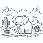 Elefanten Malvorlagen – Elefant in der Wüste