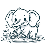 Elefanten Malvorlagen – Elefantens Pfützenspiel